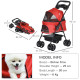 PawHut Dog Pram Dog Stroller Foldable Pet Pushchair with 4 Wheels, Safety Leashes, Cup Holder for Small Dogs, Red