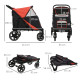 PawHut Foldable Pet Stroller, with Universal Wheels, Shock Absorber, for Medium and Large Dogs - Red