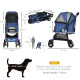 PawHut Foldable Pet Stroller for Dogs, Puppy Stroller, with Large Carriage, Brakes, Canopy - Blue