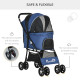 PawHut Foldable Pet Stroller for Dogs, Puppy Stroller, with Large Carriage, Brakes, Canopy - Blue