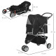 PawHut Dog Stroller, 3 Wheels Foldable Cat Dog Pram with Cup Holder, Storage Basket, Pet Stroller for Small Miniature Dogs, Blac