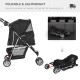 PawHut Dog Stroller, 3 Wheels Foldable Cat Dog Pram with Cup Holder, Storage Basket, Pet Stroller for Small Miniature Dogs, Blac