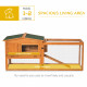 PawHut Rabbit Hutch with Run Wooden Guinea Pig Hutch Outdoor Bunny Cage Hide House with Sliding Tray, Hay Rack, Ramp, 156 x 58 x