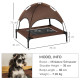 PawHut Raised Dog Bed Waterproof Elevated Pet Cot with Breathable Mesh UV Protection Canopy Coffee, for Medium Dogs, 76 x 61 x 7