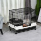 PawHut 2 Tier Rolling Small Animal Rabbit Cage Chinchillas Hutch Pet Play House with Platform Ramp Removable Tray 80 x 52.7 x 66