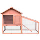 PawHut 2 Tier Rabbit Hutch Outdoor, Guinea Pig Hutch, Solid Wood Bunny House, Water Resistant Asphalt Roof Ramp Sliding tray 144