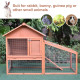 PawHut 2 Tier Rabbit Hutch Outdoor, Guinea Pig Hutch, Solid Wood Bunny House, Water Resistant Asphalt Roof Ramp Sliding tray 144