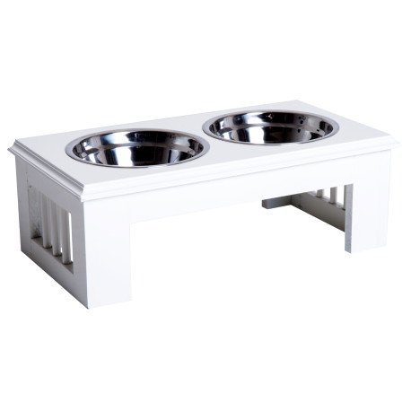 PawHut Raised Dog Feeding Bowls with Stand, Stainless Steel for  Extra Small and Small Dog, 44L x 24W x 15H cm - White