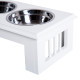 PawHut Raised Dog Feeding Bowls with Stand, Stainless Steel for  Extra Small and Small Dog, 44L x 24W x 15H cm - White