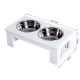 PawHut Raised Dog Feeding Bowls with Stand, Stainless Steel for  Extra Small and Small Dog, 44L x 24W x 15H cm - White