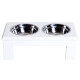 PawHut Raised Dog Feeding Bowls with Stand, Stainless Steel for  Extra Small and Small Dog, 44L x 24W x 15H cm - White