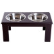 PawHut Raised Dog Feeding Bowls with Stand, Stainless Steel for Small and Medium Dog, 58L x 31W x 25H cm - Brown