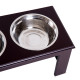 PawHut Raised Dog Feeding Bowls with Stand, Stainless Steel for Small and Medium Dog, 58L x 31W x 25H cm - Brown