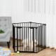 PawHut 5 Panels Pet Playpen Metal Fence w/ Walk Through Door - Black