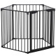 PawHut 5 Panels Pet Playpen Metal Fence w/ Walk Through Door - Black