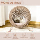 PawHut Wicker Cat Bed, Ball-Shaped Rattan Elevated Cat Basket with Three Tripod Legs, Cushion - Natural Wood Finish