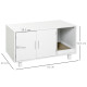 PawHut Wooden Cat Litter Box Enclosure &amp; House with Nightstand/End Table Design, Scratcher, &amp; Magnetic Doors, White