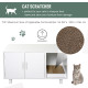 PawHut Wooden Cat Litter Box Enclosure &amp; House with Nightstand/End Table Design, Scratcher, &amp; Magnetic Doors, White