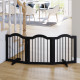 PawHut Freestanding Pet Gate Wooden Dog Gate with Support Feet Foldable Pet Fence Safety Barrier for the House Doorway Stairs Bl