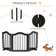 PawHut Freestanding Pet Gate Wooden Dog Gate with Support Feet Foldable Pet Fence Safety Barrier for the House Doorway Stairs Bl