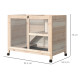 PawHut Rabbit Hutch Indoor Wooden Guinea Pig House Hamster Cage with Wheels, 2 Layers Bunny Cage with Openable Roof, 91.5 x 53.3