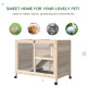 PawHut Rabbit Hutch Indoor Wooden Guinea Pig House Hamster Cage with Wheels, 2 Layers Bunny Cage with Openable Roof, 91.5 x 53.3