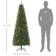 6ft Pencil Artificial Christmas Tree with Realistic Branches, Red Berries, Auto Open, Green