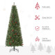 6ft Pencil Artificial Christmas Tree with Realistic Branches, Red Berries, Auto Open, Green