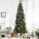 7ft Pencil Artificial Christmas Tree with Realistic Branches, Red Berries, Auto Open, Green