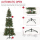 7ft Pencil Artificial Christmas Tree with Realistic Branches, Red Berries, Auto Open, Green