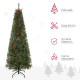 7ft Pencil Artificial Christmas Tree with Realistic Branches, Red Berries, Auto Open, Green