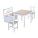 4-Piece Kids Table and Chair Set with 2 Wooden Chairs, 1 Storage Bench, and Interesting Modern Design, Natural/White