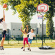 Portable Basketball Stand 175-215cm Adjustable Height Sturdy Rim Hoop w/ Large Wheels Stable Base Net Free Standing