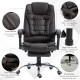 PU Leather Executive Office Chair, High Back Swivel Chair with Retractable Footrest, Adjustable Height, Reclining Function, Brow