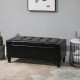 PU Leather Storage Ottoman Bench Storage Chest Tufted Ottoman Cube w/ Flipping Top 92L x 40W x 40H cm Black