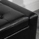 PU Leather Storage Ottoman Bench Storage Chest Tufted Ottoman Cube w/ Flipping Top 92L x 40W x 40H cm Black