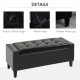 PU Leather Storage Ottoman Bench Storage Chest Tufted Ottoman Cube w/ Flipping Top 92L x 40W x 40H cm Black