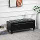 PU Leather Storage Ottoman Bench Storage Chest Tufted Ottoman Cube w/ Flipping Top 92L x 40W x 40H cm Black