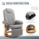 PU Recliner Chair with Footrest, Headrest, Round Wooden Base, Lounge Reading Armchair for Living Room, Bedroom and Office, Grey