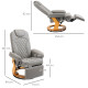 PU Recliner Chair with Footrest, Headrest, Round Wooden Base, Lounge Reading Armchair for Living Room, Bedroom and Office, Grey