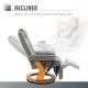 PU Recliner Chair with Footrest, Headrest, Round Wooden Base, Lounge Reading Armchair for Living Room, Bedroom and Office, Grey