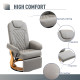 PU Recliner Chair with Footrest, Headrest, Round Wooden Base, Lounge Reading Armchair for Living Room, Bedroom and Office, Grey