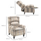 Wingback Recliner Armchair for Living Room, Pushback Reclining Chair with Round Armrests, Footrest and Rubber Wood Legs, Khaki