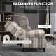 Wingback Recliner Armchair for Living Room, Pushback Reclining Chair with Round Armrests, Footrest and Rubber Wood Legs, Khaki