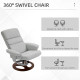 Recliner Chair Ottoman Set 360° Swivel Sofa Stool Modern Soft Thick Padding Wood Base Grey