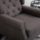 Retro Accent Chair, Wingback Armchair with Wood Frame Button Tufted Design for Living Room Bedroom, Brown