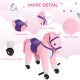 Rocking Horse Kids Ride on Walking Horse Animal Pony Wheeled Riding Plush Toy w/Sound for 3 Years and Up (Pink)