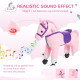 Rocking Horse Kids Ride on Walking Horse Animal Pony Wheeled Riding Plush Toy w/Sound for 3 Years and Up (Pink)