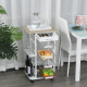 Rolling Kitchen Cart, Utility Storage Cart with 4 Basket Drawers &amp; Side Racks, Wheels for Dining Room, Natural and White