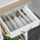 Rolling Kitchen Cart, Utility Storage Cart with 4 Basket Drawers &amp; Side Racks, Wheels for Dining Room, Natural and White